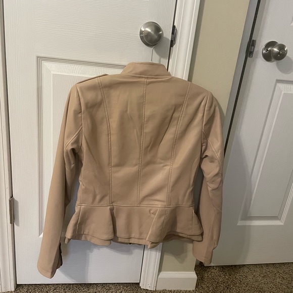 GILI Double Peplum Faux Leather Jacket Size 4 - Picture 3 of 5